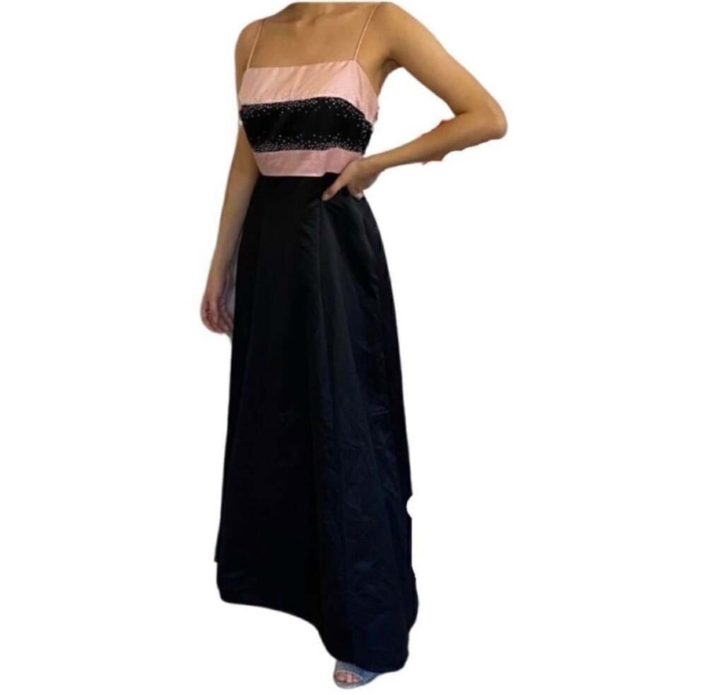 Vintage Dave & Johnny Y2K Black Pink Rhinestone Colorblock